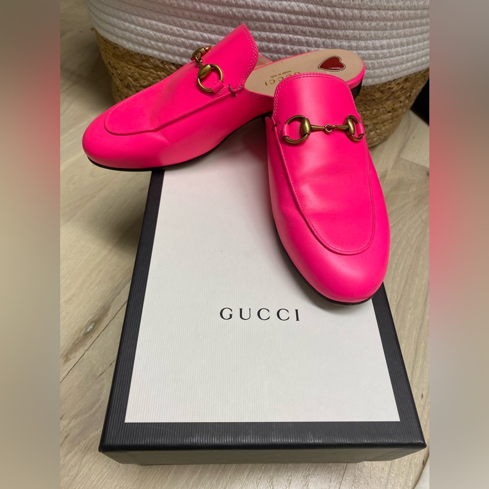 GUCCI Princeton mules Neon Bright Pink 35.5